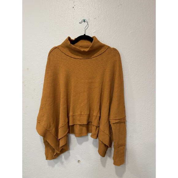 WE THE FREE PEOPLE Women’s Orange MOON DAISY Top Mock Neck Ribbed Long Sleeve Sm - Picture 3 of 8